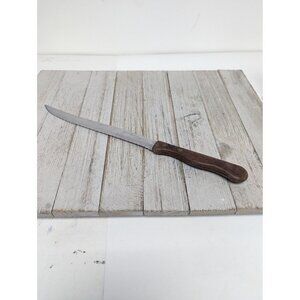 Ekco Vanadium Carving Slicing Stainless Knife Wood Handle 8" Blade 12 3/4" Total